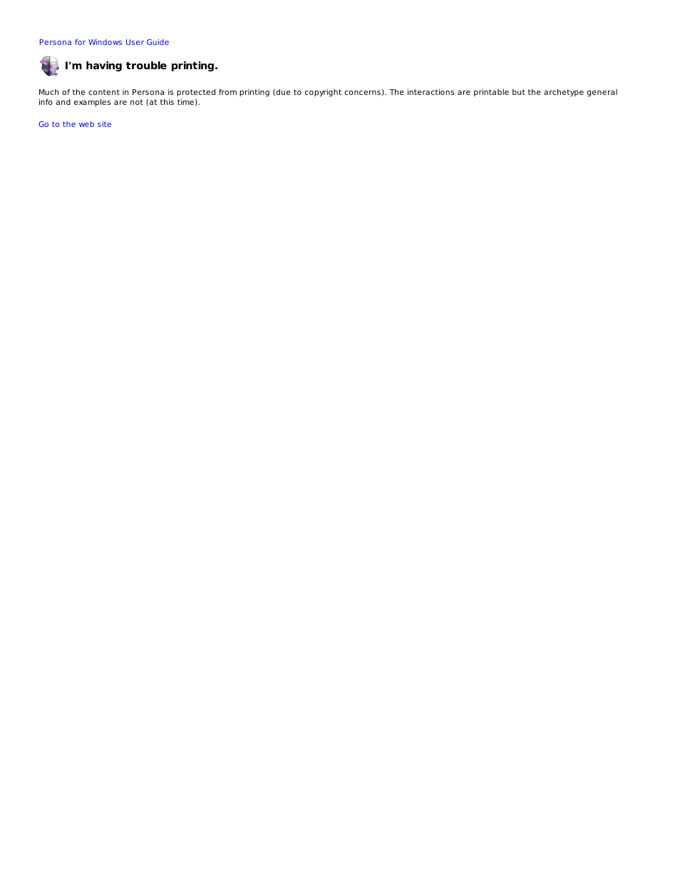 I'm having trouble printing | Mariner Software Persona for Windows User Manual | Page 26 / 34