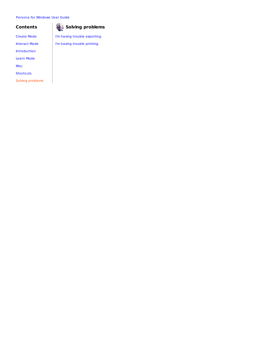 Solving problems | Mariner Software Persona for Windows User Manual | Page 9 / 34