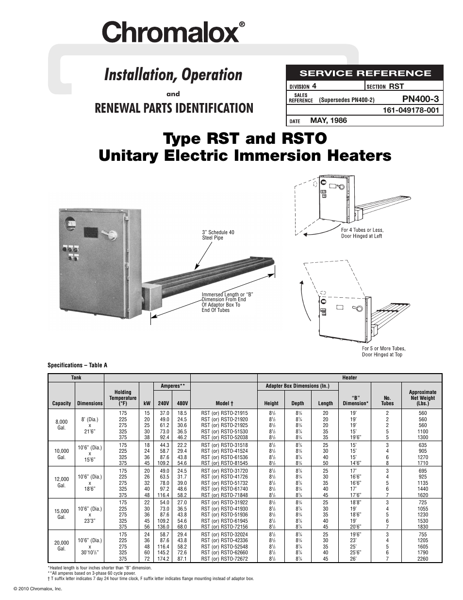 Chromalox RST PN400-3 User Manual | 6 pages
