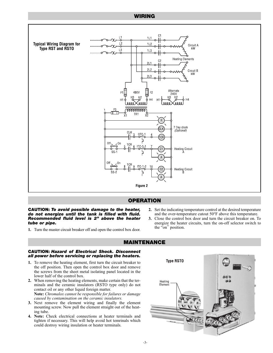 Wiring operation maintenance | Chromalox RST PN400-3 User Manual | Page 3 / 6