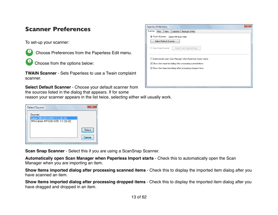 Scanner preferences | Mariner Software Narrator for Windows User Manual | Page 13 / 62
