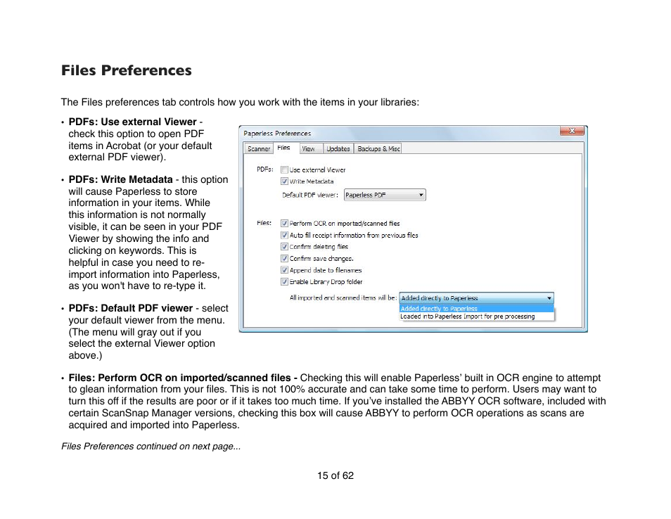 Files preferences | Mariner Software Narrator for Windows User Manual | Page 15 / 62