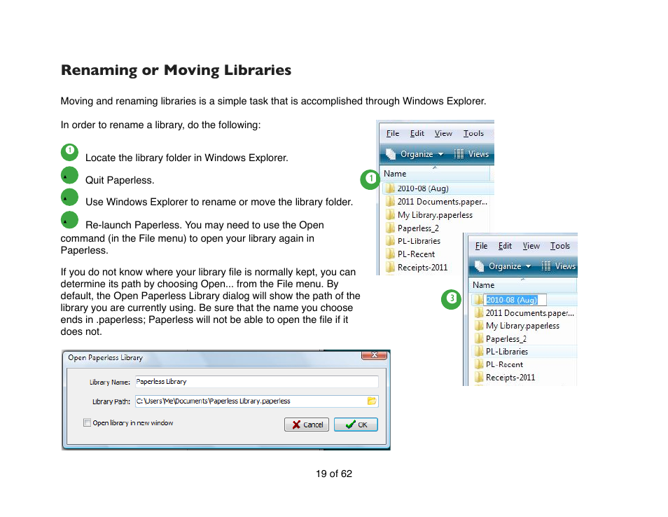Renaming or moving libraries | Mariner Software Narrator for Windows User Manual | Page 19 / 62