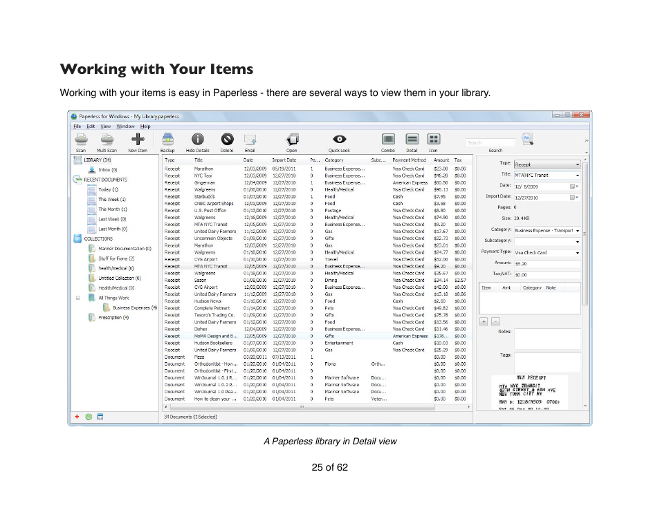 Working with your items | Mariner Software Narrator for Windows User Manual | Page 25 / 62