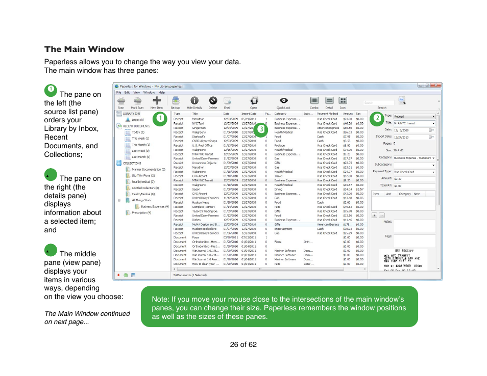The main window | Mariner Software Narrator for Windows User Manual | Page 26 / 62