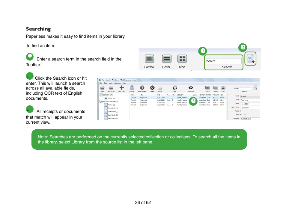 Searching | Mariner Software Narrator for Windows User Manual | Page 36 / 62