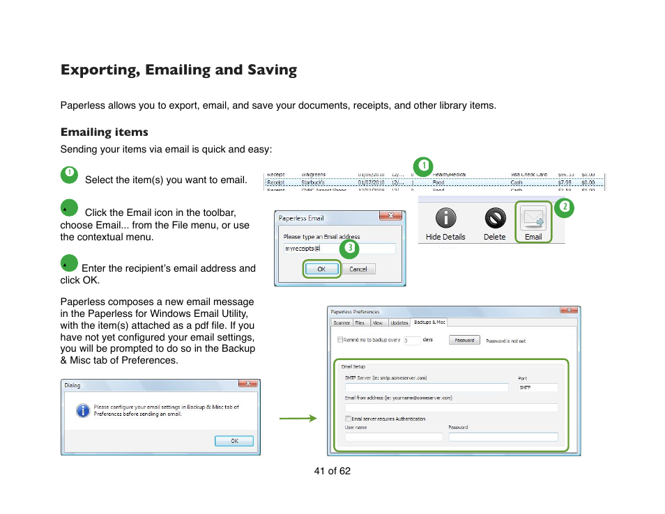 Exporting, emailing and saving, Emailing items | Mariner Software Narrator for Windows User Manual | Page 41 / 62