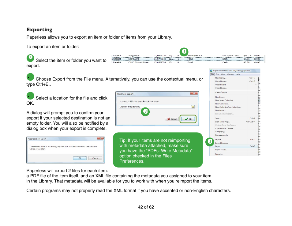 Exporting | Mariner Software Narrator for Windows User Manual | Page 42 / 62