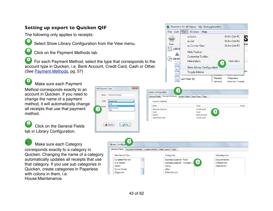 Setting up export to quicken qif | Mariner Software Narrator for Windows User Manual | Page 43 / 62