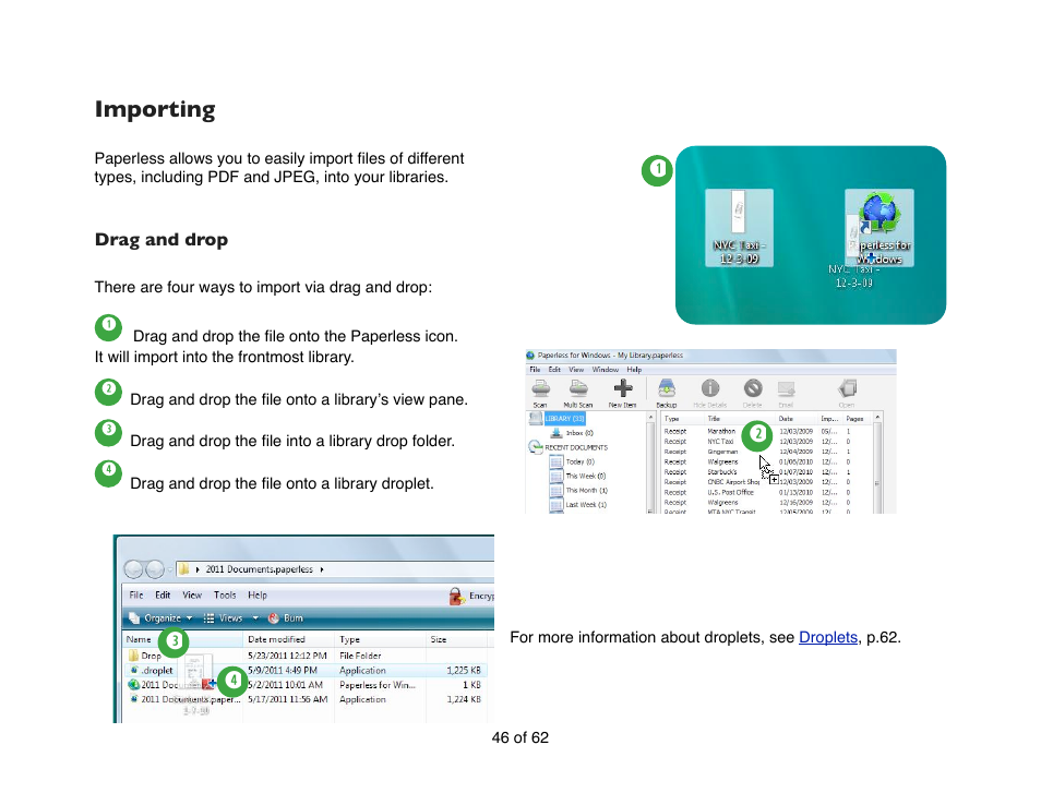 Importing, Drag and drop | Mariner Software Narrator for Windows User Manual | Page 46 / 62