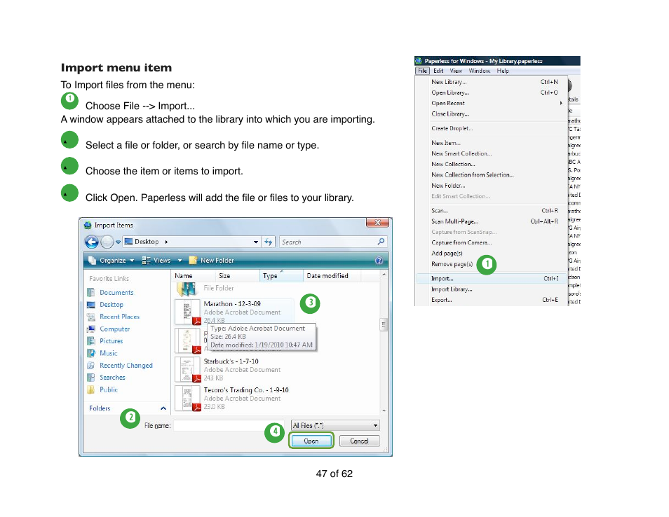 Import menu item | Mariner Software Narrator for Windows User Manual | Page 47 / 62