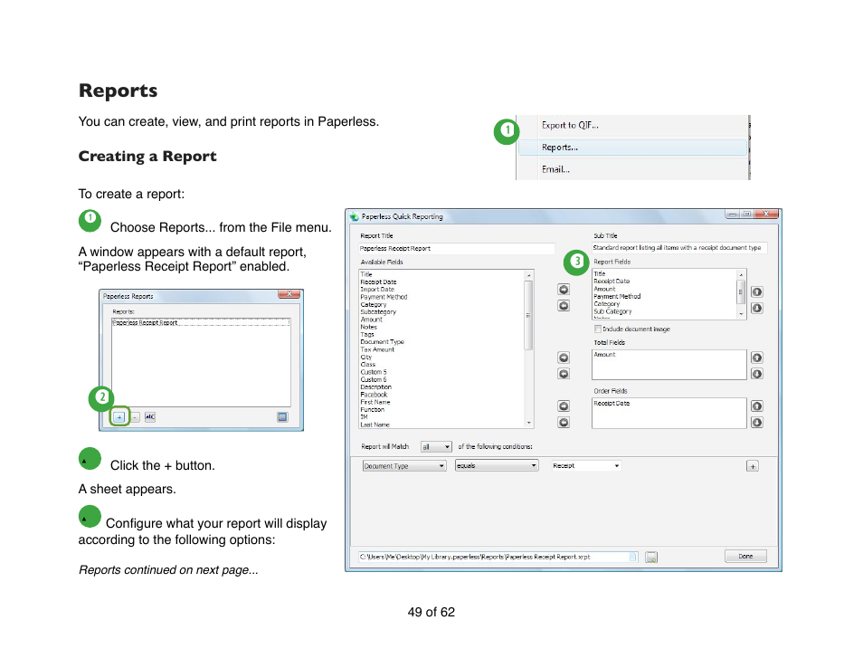 Reports, Creating a report | Mariner Software Narrator for Windows User Manual | Page 49 / 62