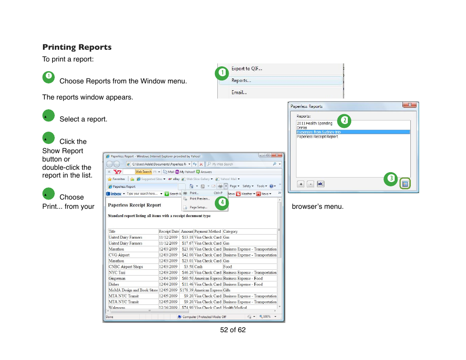 Printing reports | Mariner Software Narrator for Windows User Manual | Page 52 / 62