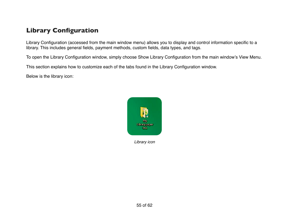 Library configuration | Mariner Software Narrator for Windows User Manual | Page 55 / 62