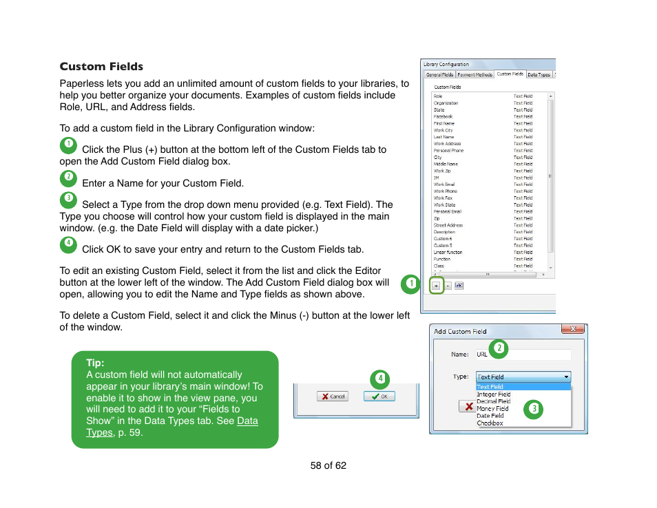 Custom fields | Mariner Software Narrator for Windows User Manual | Page 58 / 62
