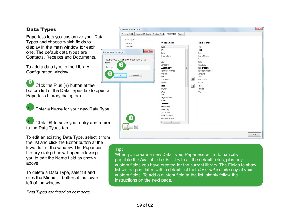 Data types | Mariner Software Narrator for Windows User Manual | Page 59 / 62