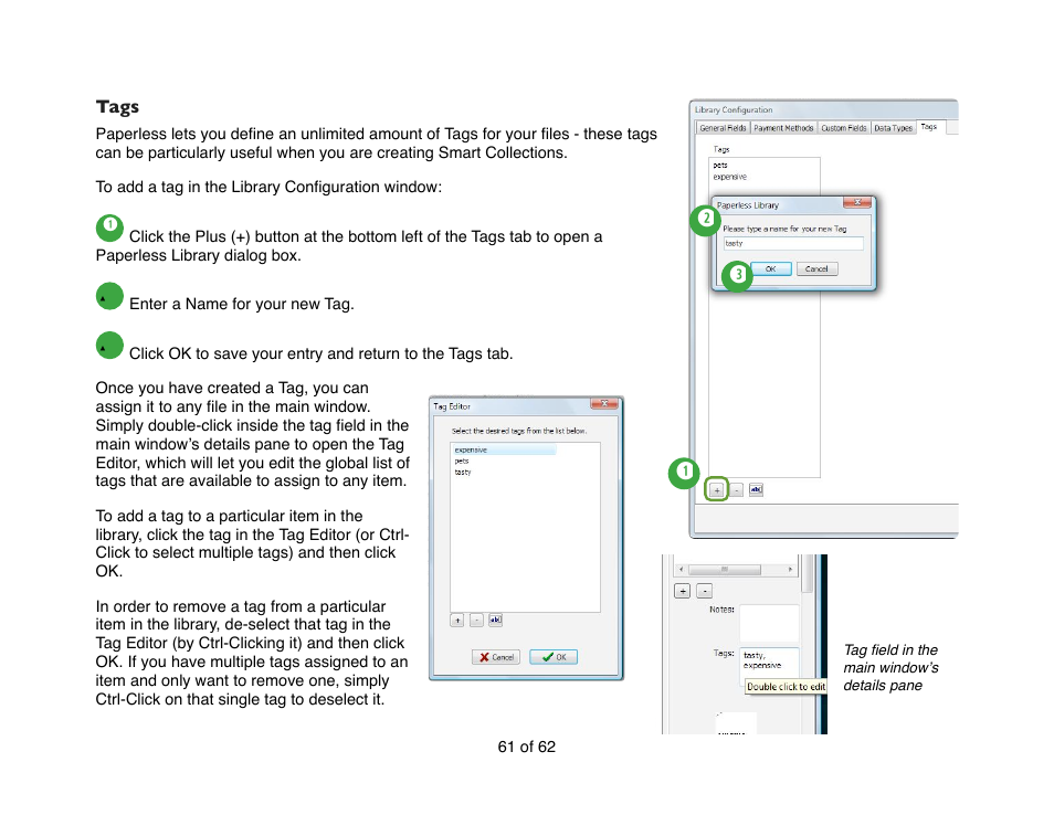 Tags | Mariner Software Narrator for Windows User Manual | Page 61 / 62