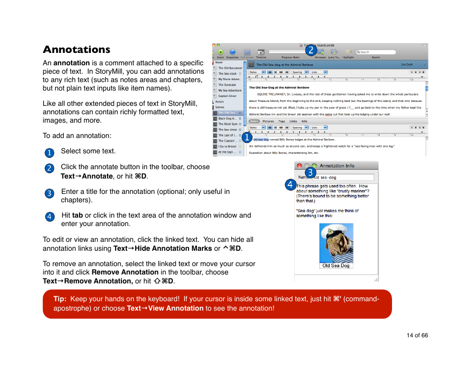 Annotations | Mariner Software StoryMill for Mac User Manual | Page 14 / 66