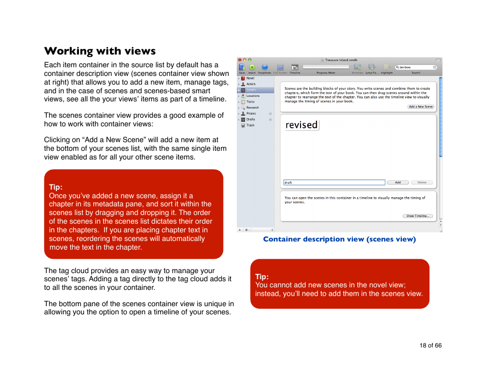 Working with views | Mariner Software StoryMill for Mac User Manual | Page 18 / 66