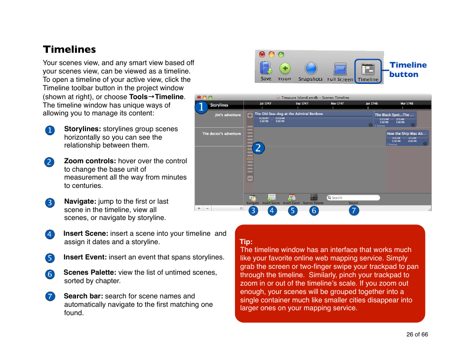 Timelines | Mariner Software StoryMill for Mac User Manual | Page 26 / 66