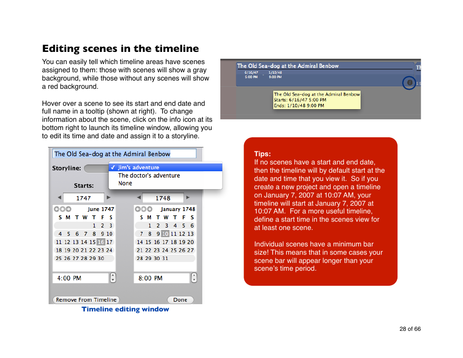 Editing scenes in the timeline | Mariner Software StoryMill for Mac User Manual | Page 28 / 66