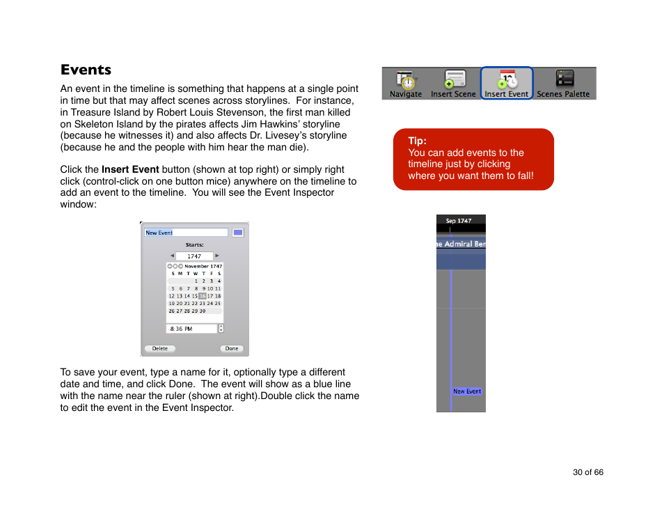 Events | Mariner Software StoryMill for Mac User Manual | Page 30 / 66