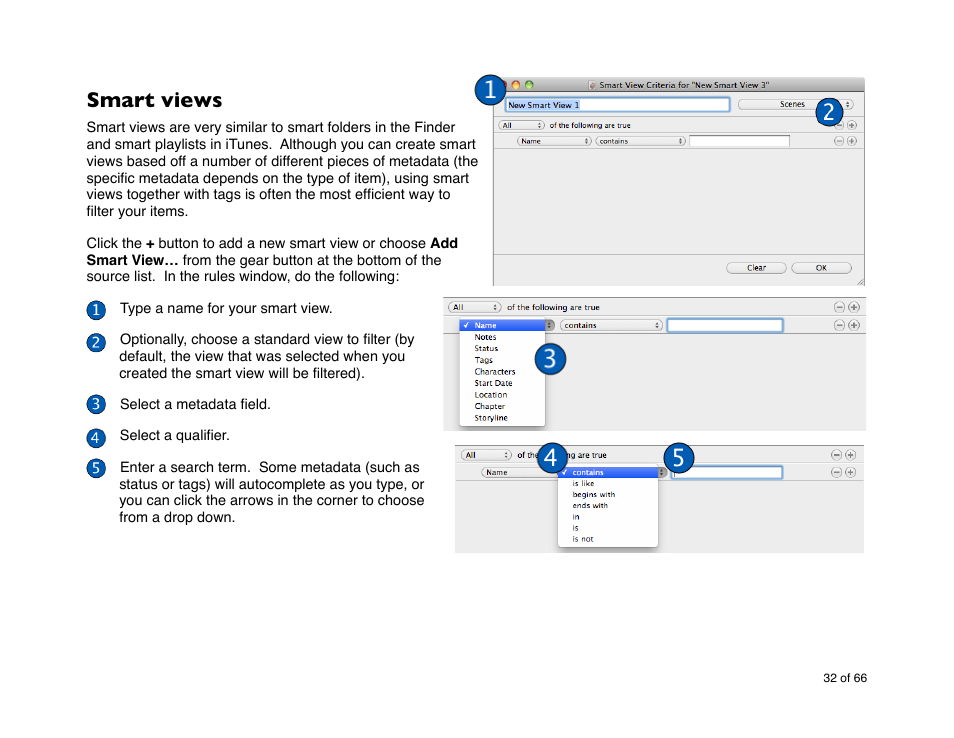 Smart views | Mariner Software StoryMill for Mac User Manual | Page 32 / 66