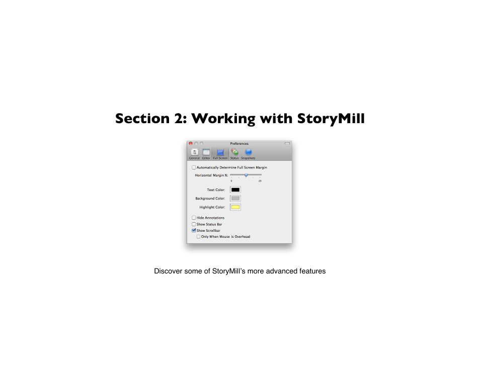 Section 2: working with storymill | Mariner Software StoryMill for Mac User Manual | Page 35 / 66