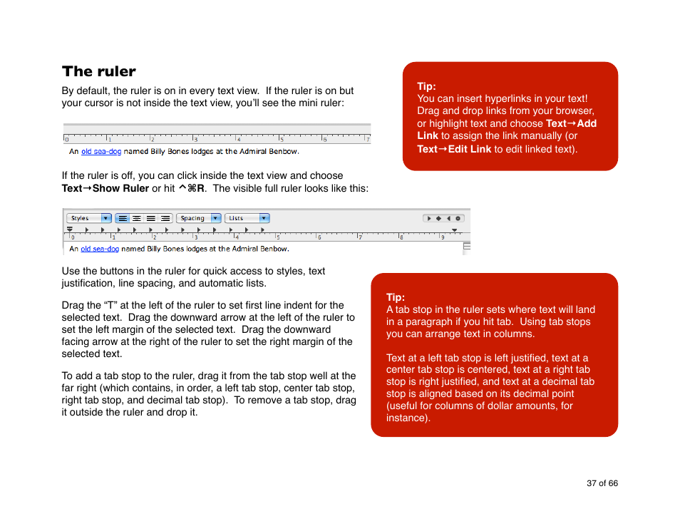 The ruler | Mariner Software StoryMill for Mac User Manual | Page 37 / 66