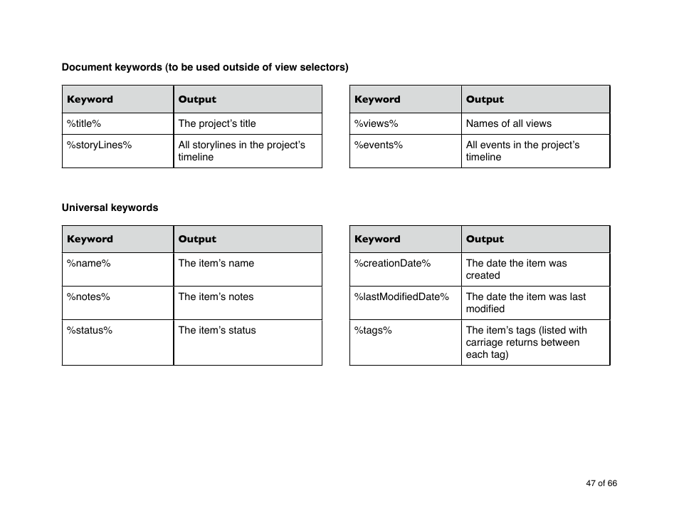 Mariner Software StoryMill for Mac User Manual | Page 47 / 66