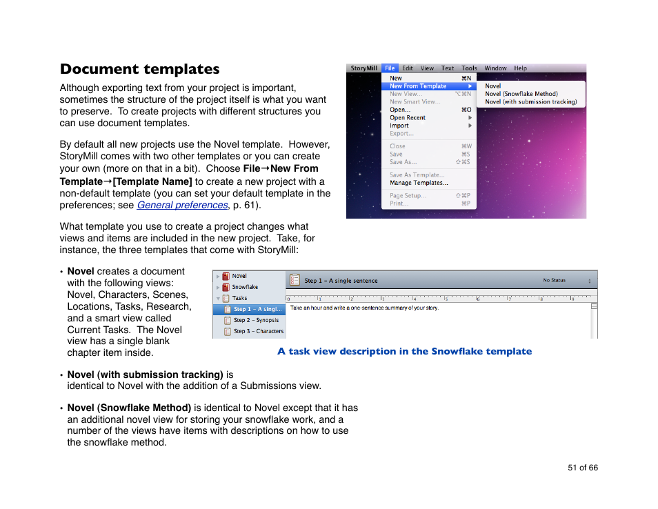 Document templates | Mariner Software StoryMill for Mac User Manual | Page 51 / 66