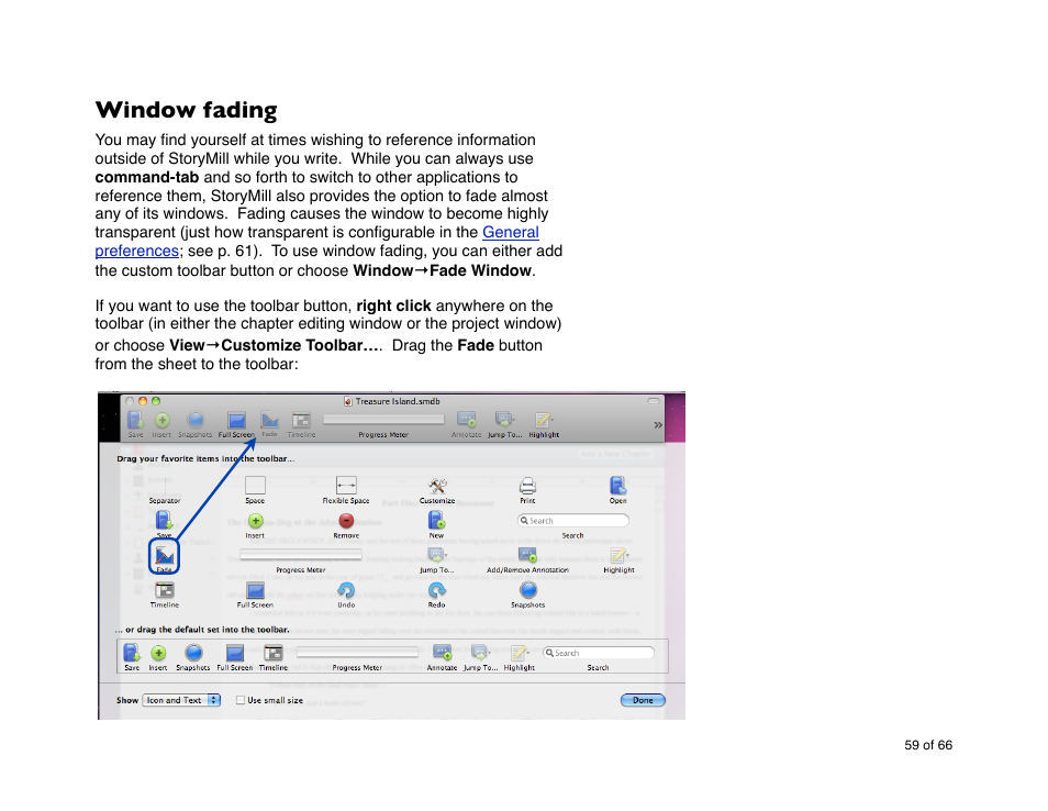 Window fading | Mariner Software StoryMill for Mac User Manual | Page 59 / 66