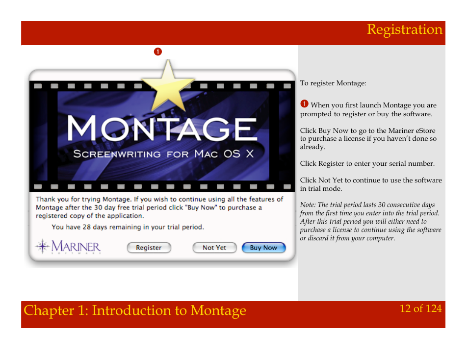 Registration, Chapter 1: introduction to montage registration, Chapter 1: introduction to montage | Mariner Software Montage for Mac User Manual | Page 12 / 124