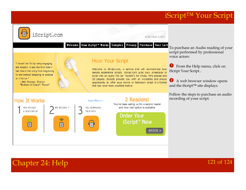 Iscript™ your script, Chapter 24: help iscript™ your script, Chapter 24: help | Mariner Software Montage for Mac User Manual | Page 121 / 124
