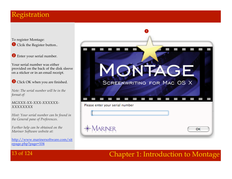 Registration, Chapter 1: introduction to montage registration, Chapter 1: introduction to montage | Mariner Software Montage for Mac User Manual | Page 13 / 124