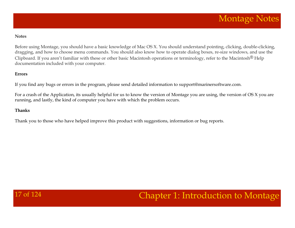 Chapter 1: introduction to montage | Mariner Software Montage for Mac User Manual | Page 17 / 124