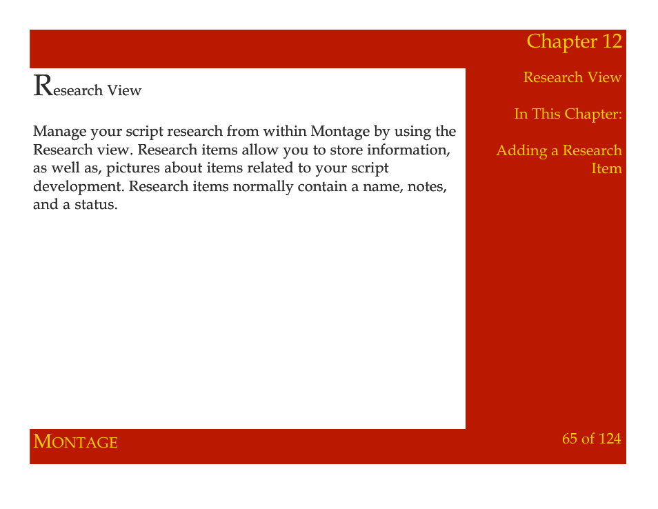 Chapter 12 | Mariner Software Montage for Mac User Manual | Page 65 / 124