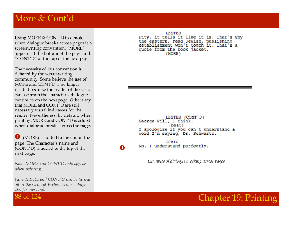 More & cont’d, Chapter 19: printing | Mariner Software Montage for Mac User Manual | Page 88 / 124