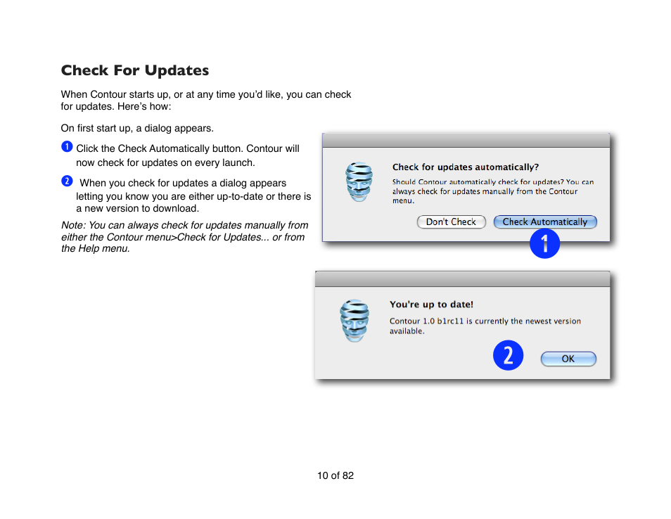 Check for updates | Mariner Software Contour for Mac User Manual | Page 10 / 82