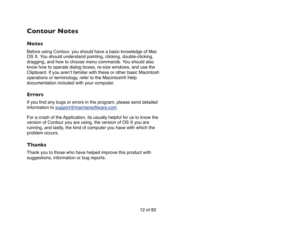 Contour notes, Notes | Mariner Software Contour for Mac User Manual | Page 12 / 82
