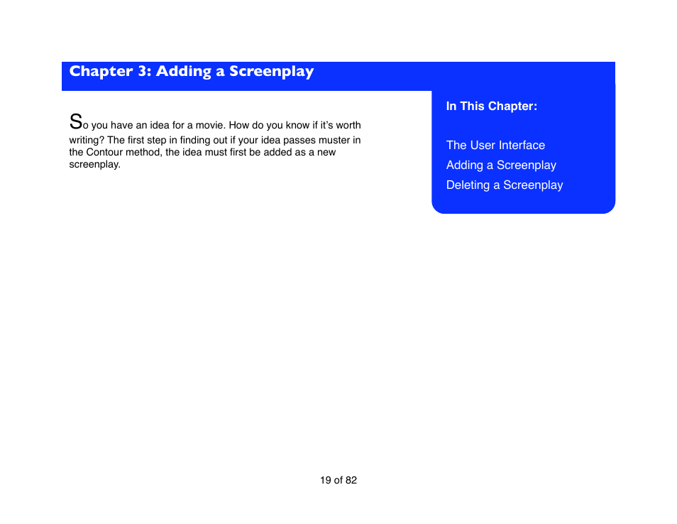 Chapter 3: adding a screenplay | Mariner Software Contour for Mac User Manual | Page 19 / 82