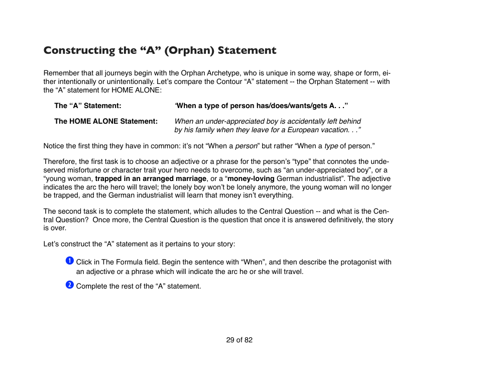 Constructing the “a” (orphan) statement | Mariner Software Contour for Mac User Manual | Page 29 / 82