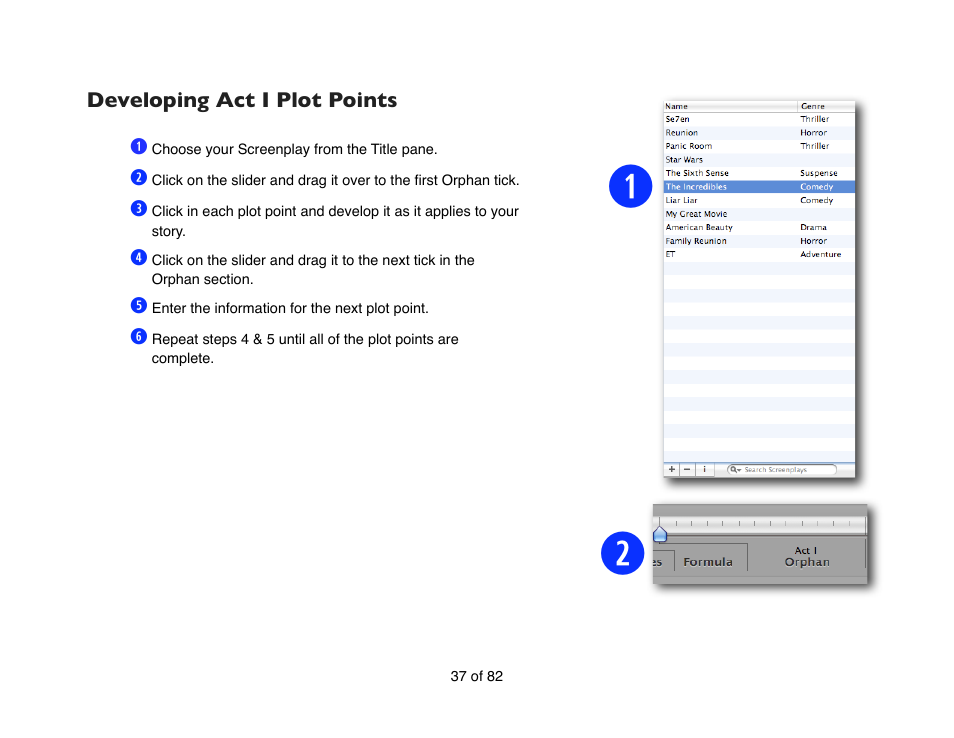Developing act i plot points | Mariner Software Contour for Mac User Manual | Page 37 / 82