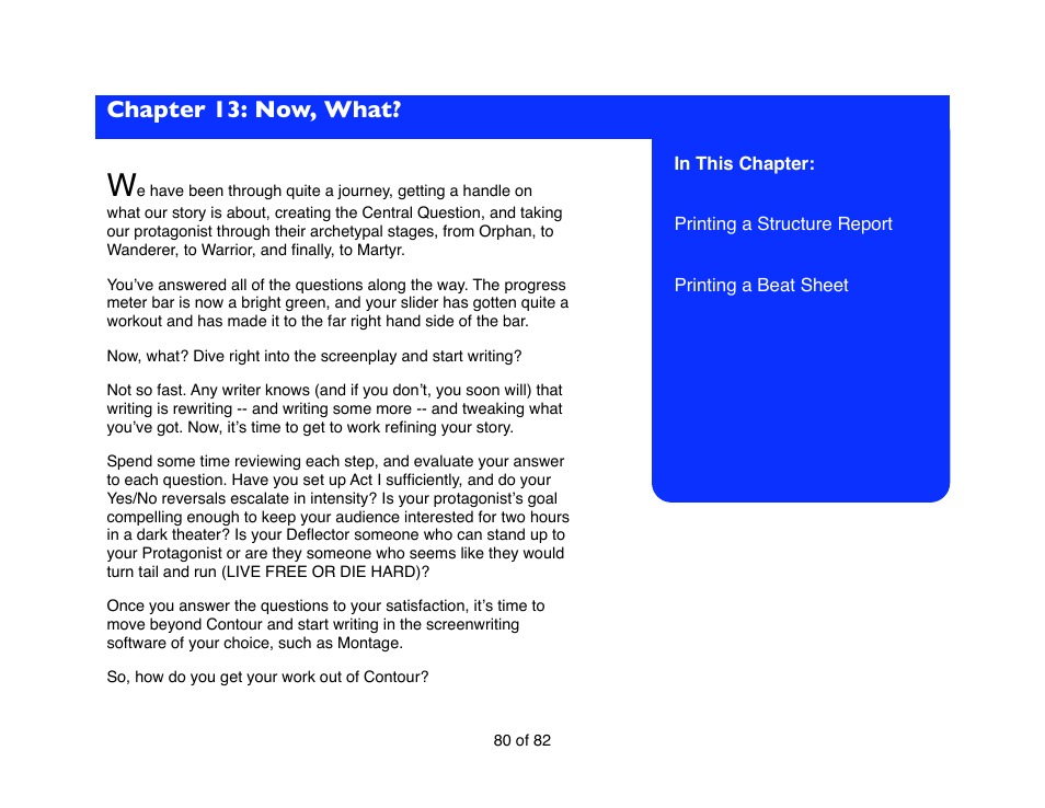 Chapter 13: now, what | Mariner Software Contour for Mac User Manual | Page 80 / 82