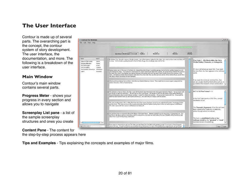 The user interface | Mariner Software Contour for Windows User Manual | Page 20 / 81