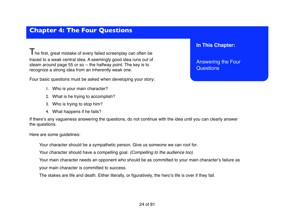 Chapter 4: the four questions | Mariner Software Contour for Windows User Manual | Page 24 / 81