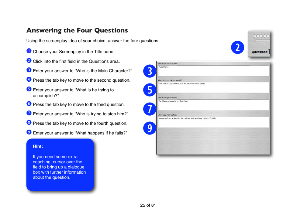 Answering the four questions | Mariner Software Contour for Windows User Manual | Page 25 / 81