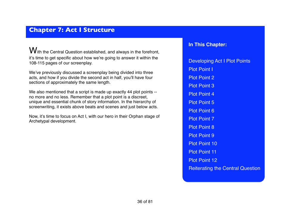 Chapter 7: act i structure | Mariner Software Contour for Windows User Manual | Page 36 / 81