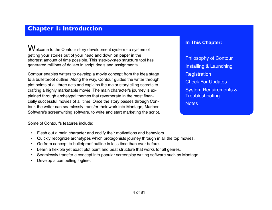 Chapter 1: introduction | Mariner Software Contour for Windows User Manual | Page 4 / 81