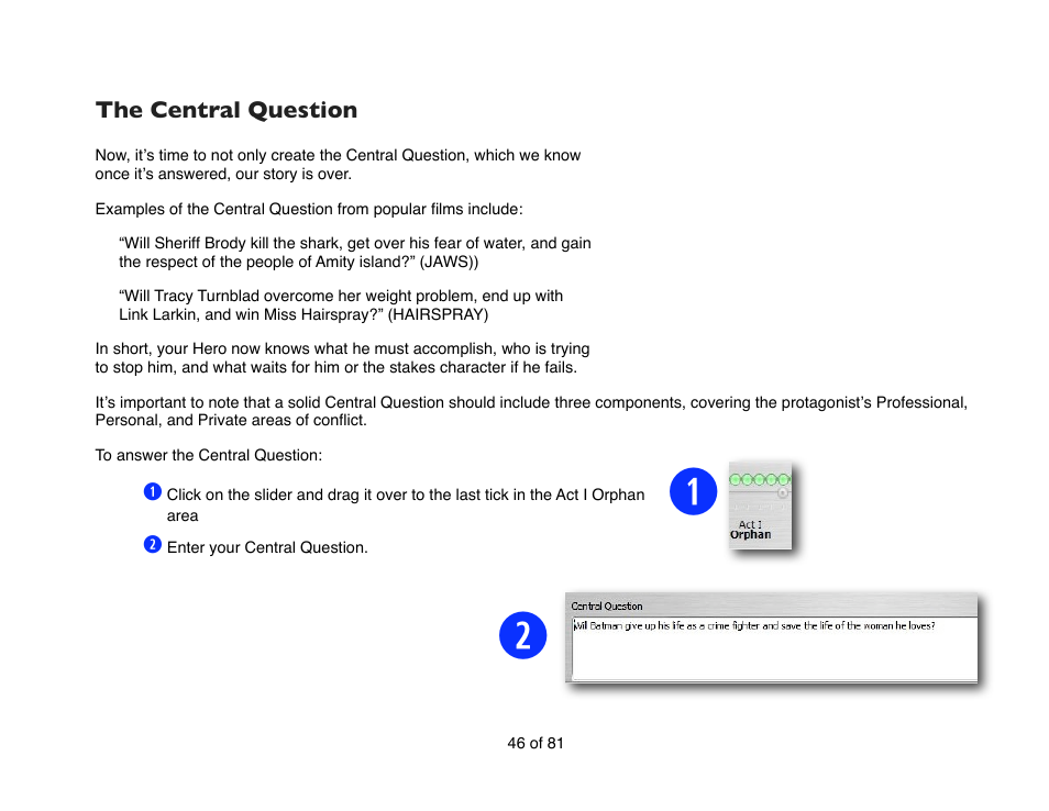 The central question, Reiterating the central question | Mariner Software Contour for Windows User Manual | Page 46 / 81